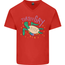 LGBT Turtle Gay Pride Day Awareness Mens V-Neck Cotton T-Shirt Red