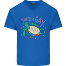 LGBT Turtle Gay Pride Day Awareness Mens V-Neck Cotton T-Shirt Royal Blue