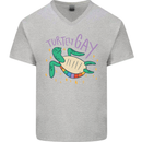 LGBT Turtle Gay Pride Day Awareness Mens V-Neck Cotton T-Shirt Sports Grey