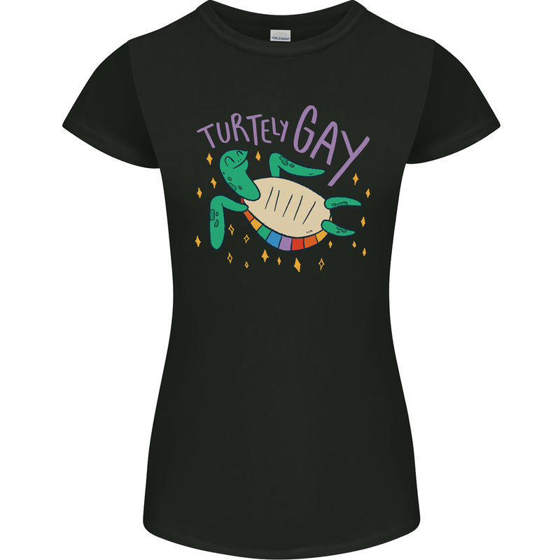 LGBT Turtle Gay Pride Day Awareness Womens Petite Cut T-Shirt Black