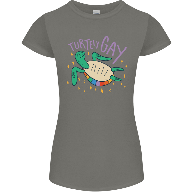 LGBT Turtle Gay Pride Day Awareness Womens Petite Cut T-Shirt Charcoal