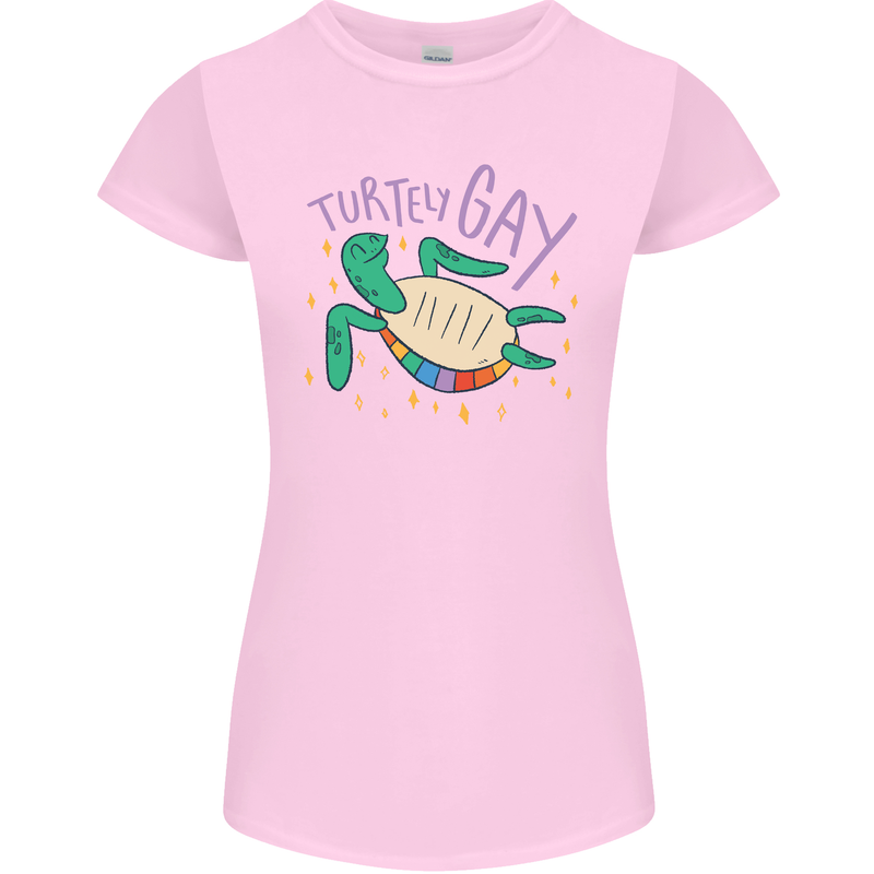 LGBT Turtle Gay Pride Day Awareness Womens Petite Cut T-Shirt Light Pink