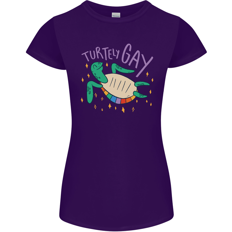 LGBT Turtle Gay Pride Day Awareness Womens Petite Cut T-Shirt Purple