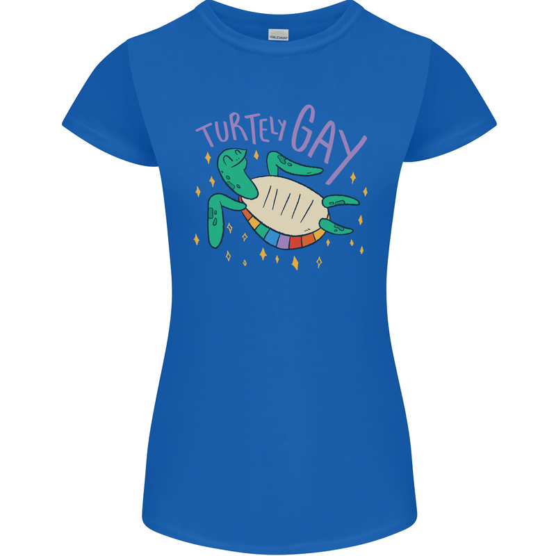 LGBT Turtle Gay Pride Day Awareness Womens Petite Cut T-Shirt Royal Blue