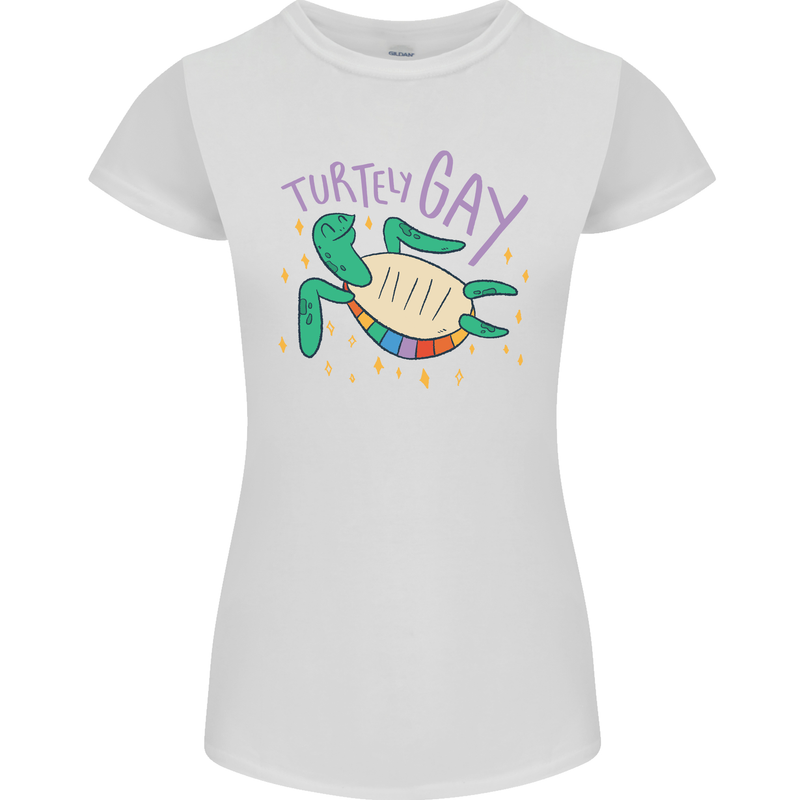 LGBT Turtle Gay Pride Day Awareness Womens Petite Cut T-Shirt White