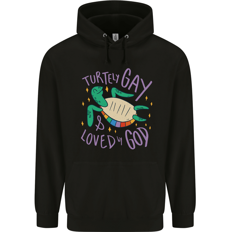 LGBT Turtle Loved By God Gay Pride Childrens Kids Hoodie Black