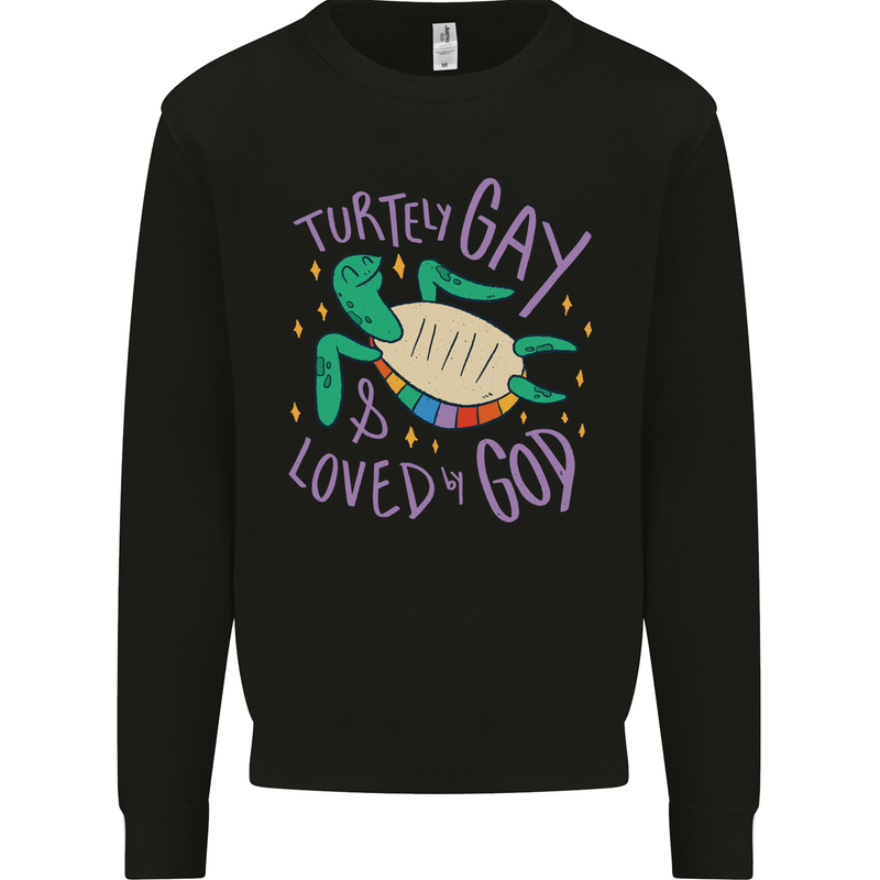 LGBT Turtle Loved By God Gay Pride Kids Sweatshirt Jumper Black