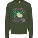LGBT Turtle Loved By God Gay Pride Kids Sweatshirt Jumper Forest Green