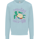 LGBT Turtle Loved By God Gay Pride Kids Sweatshirt Jumper Light Blue
