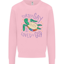 LGBT Turtle Loved By God Gay Pride Kids Sweatshirt Jumper Light Pink