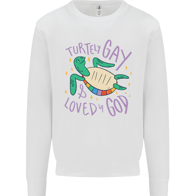 LGBT Turtle Loved By God Gay Pride Kids Sweatshirt Jumper White