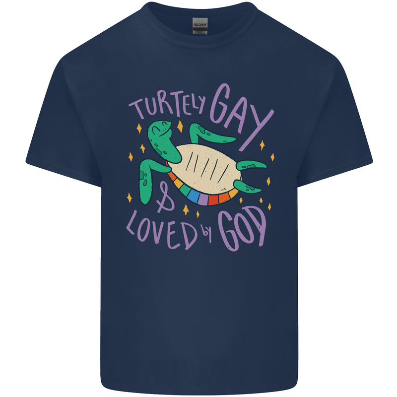LGBT Turtle Loved By God Gay Pride Kids T-Shirt Childrens Navy Blue