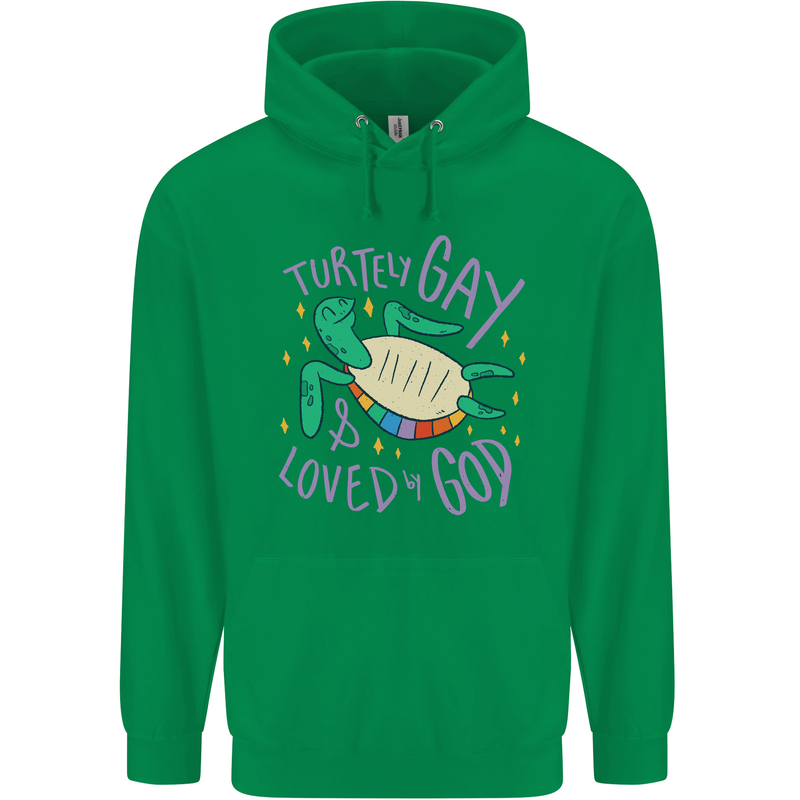 LGBT Turtle Loved By God Gay Pride Mens 80% Cotton Hoodie Irish Green
