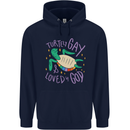 LGBT Turtle Loved By God Gay Pride Mens 80% Cotton Hoodie Navy Blue