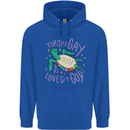 LGBT Turtle Loved By God Gay Pride Mens 80% Cotton Hoodie Royal Blue