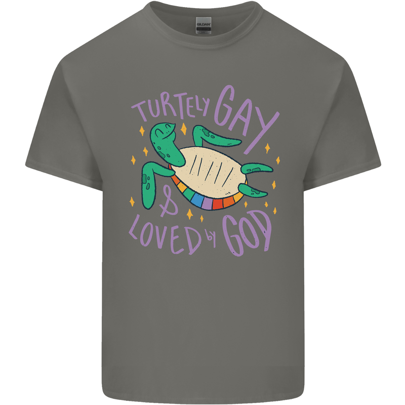 LGBT Turtle Loved By God Gay Pride Mens Cotton T-Shirt Tee Top Charcoal