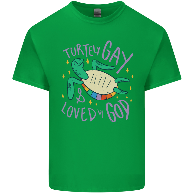 LGBT Turtle Loved By God Gay Pride Mens Cotton T-Shirt Tee Top Irish Green