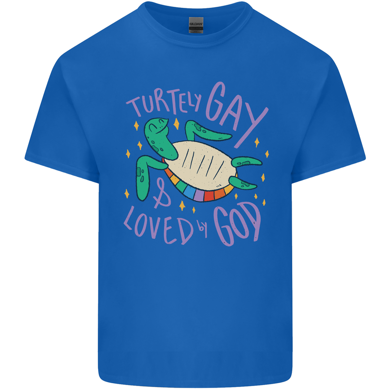 LGBT Turtle Loved By God Gay Pride Mens Cotton T-Shirt Tee Top Royal Blue