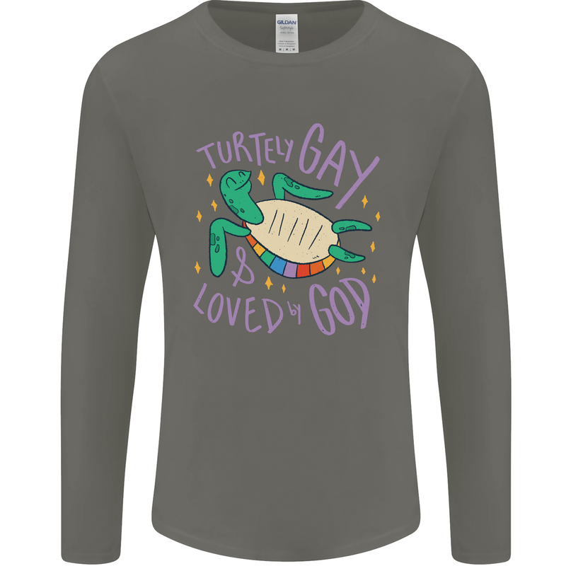 LGBT Turtle Loved By God Gay Pride Mens Long Sleeve T-Shirt Charcoal