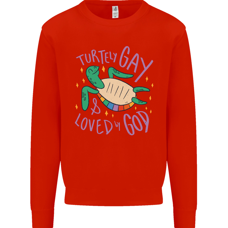 LGBT Turtle Loved By God Gay Pride Mens Sweatshirt Jumper Bright Red