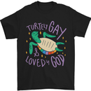 LGBT Turtle Loved By God Gay Pride Mens T-Shirt Cotton Gildan Black