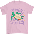 LGBT Turtle Loved By God Gay Pride Mens T-Shirt Cotton Gildan Light Pink