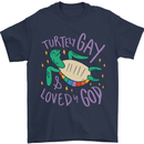 LGBT Turtle Loved By God Gay Pride Mens T-Shirt Cotton Gildan Navy Blue