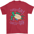 LGBT Turtle Loved By God Gay Pride Mens T-Shirt Cotton Gildan Red