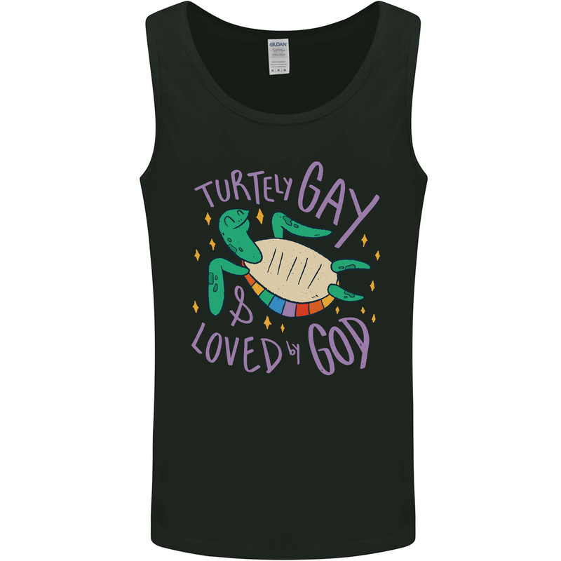 LGBT Turtle Loved By God Gay Pride Mens Vest Tank Top Black