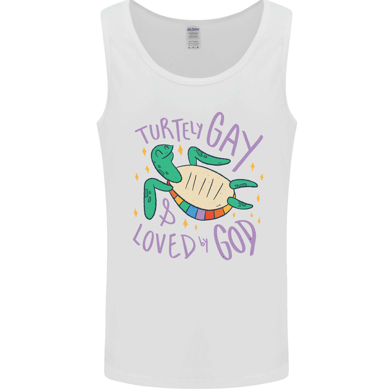 LGBT Turtle Loved By God Gay Pride Mens Vest Tank Top White