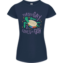 LGBT Turtle Loved By God Gay Pride Womens Petite Cut T-Shirt Navy Blue