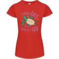 LGBT Turtle Loved By God Gay Pride Womens Petite Cut T-Shirt Red