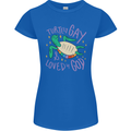 LGBT Turtle Loved By God Gay Pride Womens Petite Cut T-Shirt Royal Blue