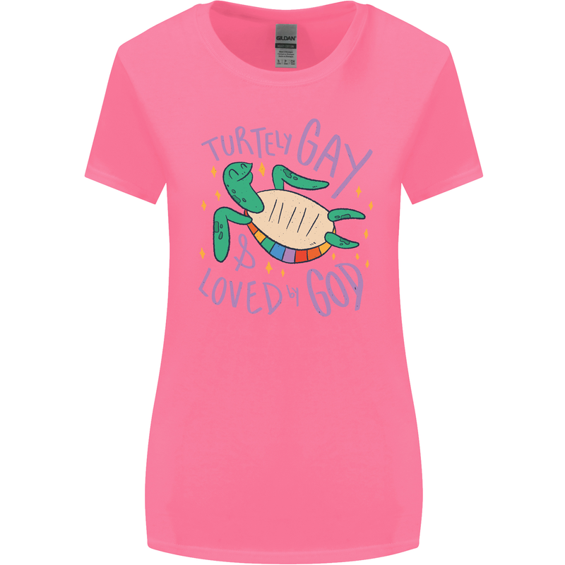 LGBT Turtle Loved By God Gay Pride Womens Wider Cut T-Shirt Azalea
