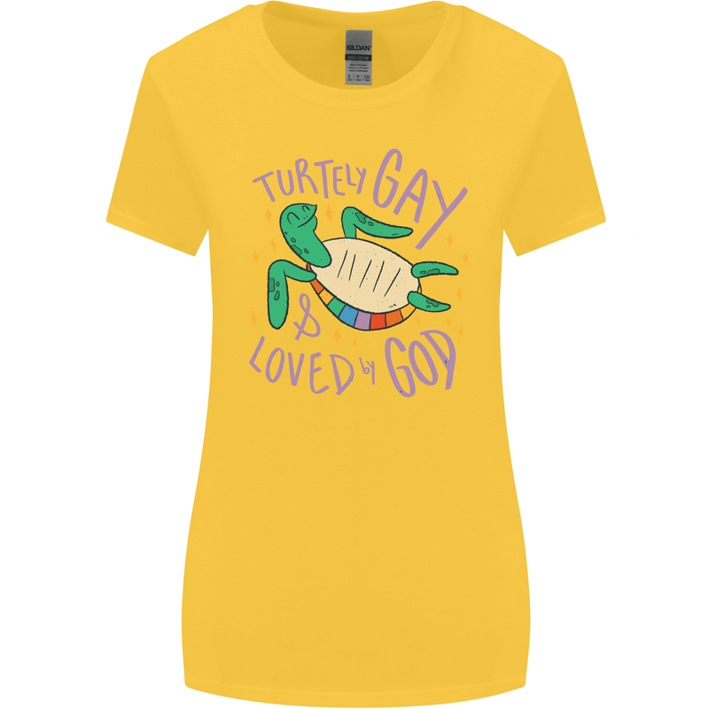 LGBT Turtle Loved By God Gay Pride Womens Wider Cut T-Shirt Yellow