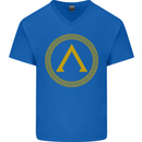 Lambda Gym Spartan Bodybuilding Fitness Mens V-Neck Cotton T-Shirt Royal Blue