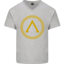 Lambda Gym Spartan Bodybuilding Fitness Mens V-Neck Cotton T-Shirt Sports Grey