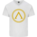 Lambda Gym Spartan Bodybuilding Fitness Mens V-Neck Cotton T-Shirt White