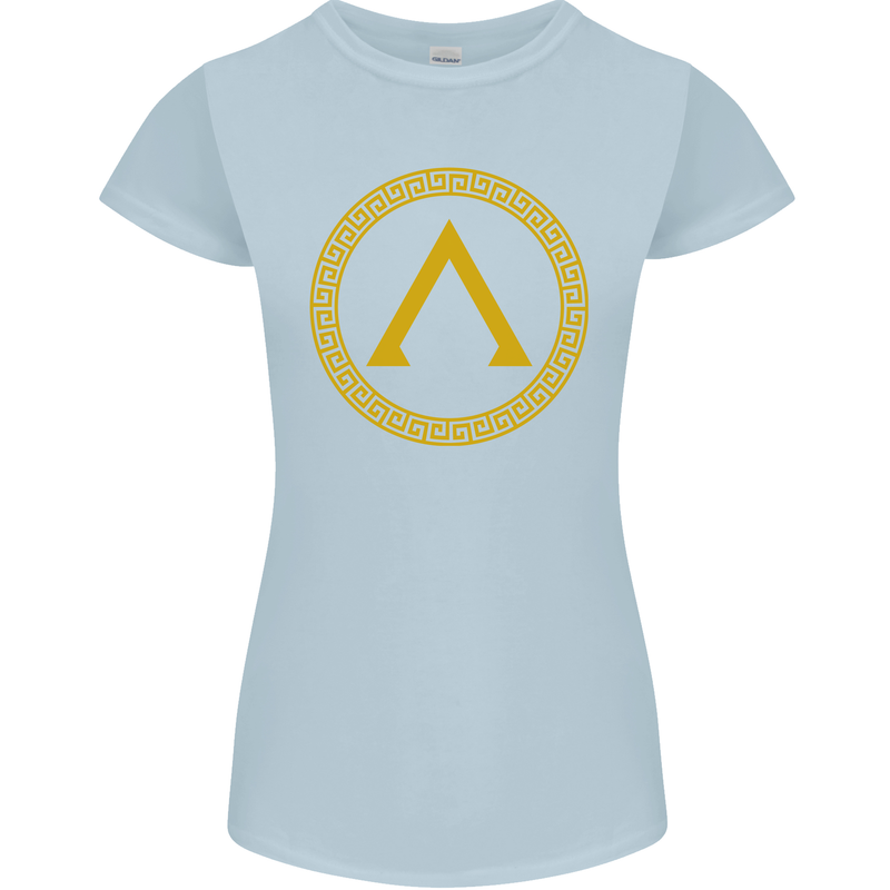 Lambda Gym Spartan Bodybuilding Fitness Womens Petite Cut T-Shirt Light Blue