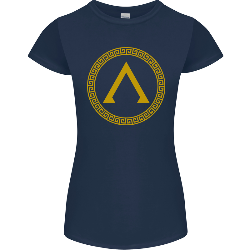 Lambda Gym Spartan Bodybuilding Fitness Womens Petite Cut T-Shirt Navy Blue