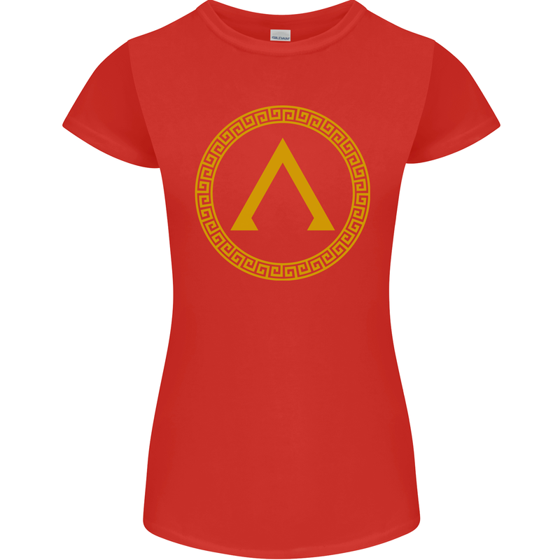 Lambda Gym Spartan Bodybuilding Fitness Womens Petite Cut T-Shirt Red