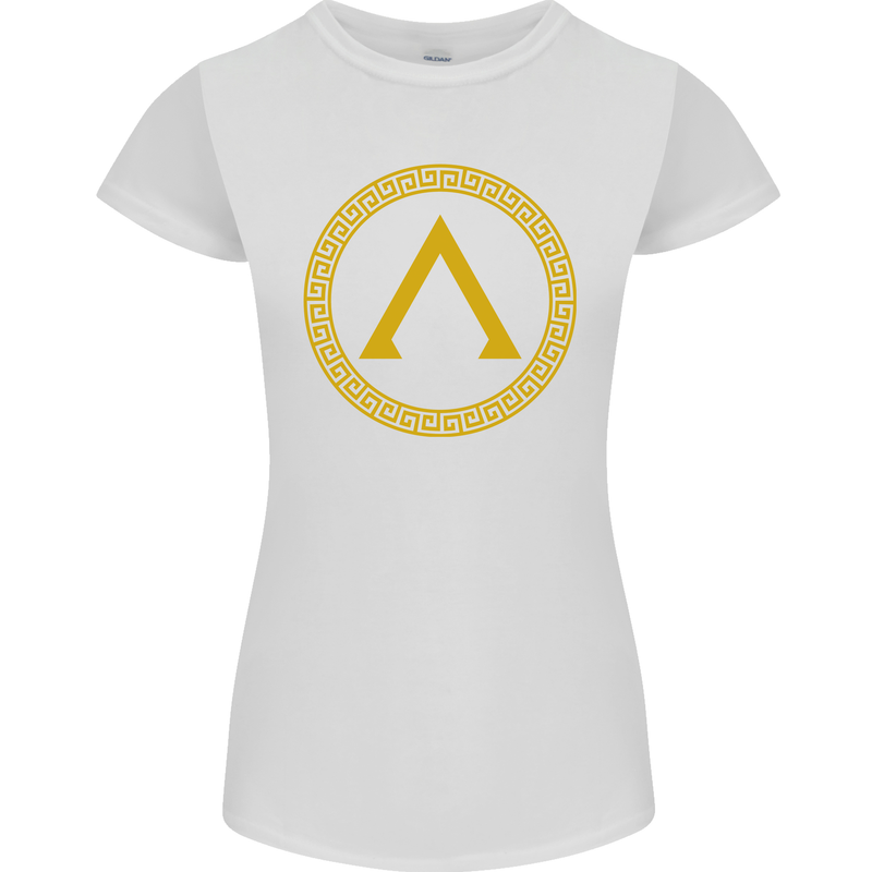 Lambda Gym Spartan Bodybuilding Fitness Womens Petite Cut T-Shirt White