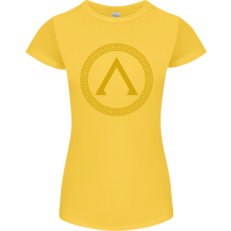 Lambda Gym Spartan Bodybuilding Fitness Womens Petite Cut T-Shirt Yellow
