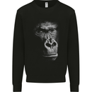 Large 3D Gorilla Face Ecology Kids Sweatshirt Jumper Black