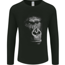Large 3D Gorilla Face Ecology Mens Long Sleeve T-Shirt Black
