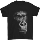 Large 3D Gorilla Face Ecology Mens T-Shirt Cotton Gildan Black