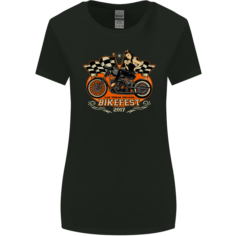 Las Vegas Biker Fest Motorcycle Motorbike Womens Wider Cut T-Shirt Black