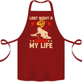 Last Night a DJ Saved My Life DJing Cotton Apron 100% Organic Maroon