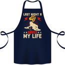 Last Night a DJ Saved My Life DJing Cotton Apron 100% Organic Navy Blue