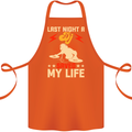 Last Night a DJ Saved My Life DJing Cotton Apron 100% Organic Orange